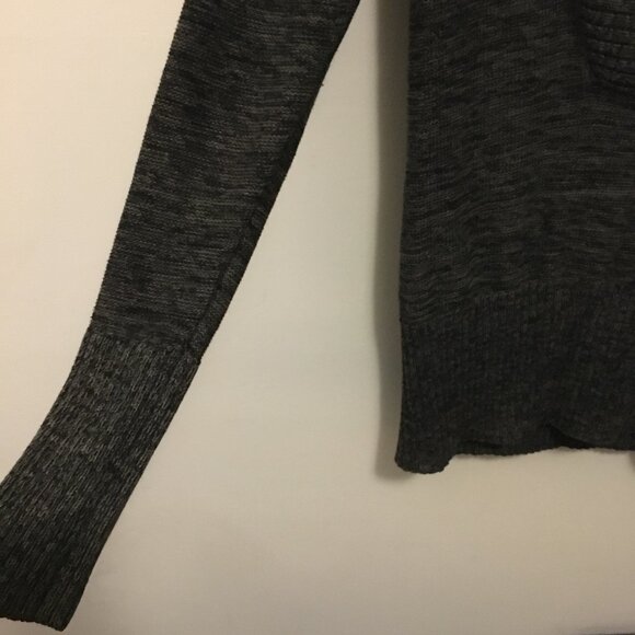 Preppy Grey Marled Knit Buttoned Cowl Neck Sweater - Picture 7 of 16